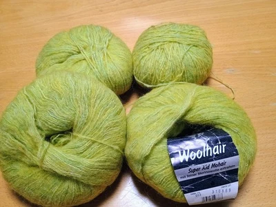 4 Skein 200g Lana Grossa Woolhair 55% Wool 30% Mohair 15% Poly Green 013 Italy - Image 1 of 4
