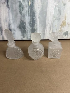 3 Vintage Glass Perfume Bottles, Vintage Dresser Decor, Vintage Clear Perfume - Picture 1 of 9