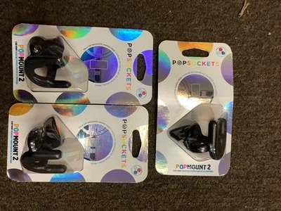3*PopSocket and PopMount 2 Car Mount Vent Clip Black - Image 1 of 3
