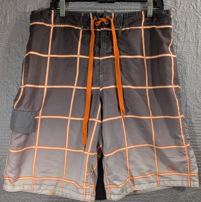 Pantalones Cortos de Natación OP Ocean Pacific Para Hombre Negro Naranja Gris Talla M Board Shorts Foto 1 de 4