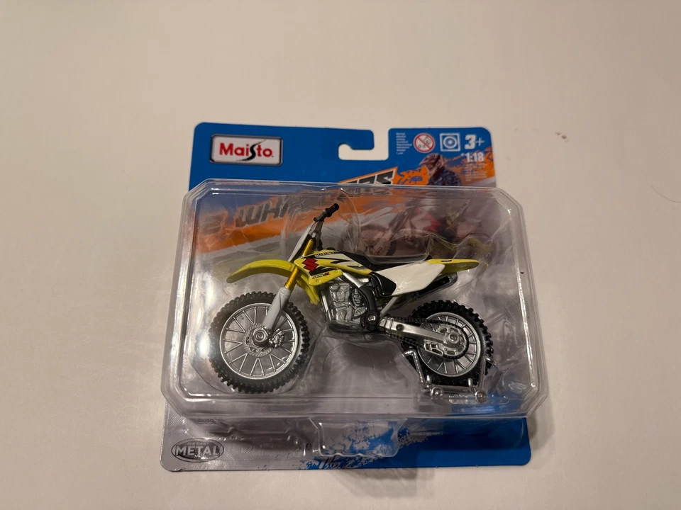 Maisto Suzuki RM-Z 250 2 Wheelers 黄色 1: 18 压铸越野自行车摩托车 — 第 1/1 张图片