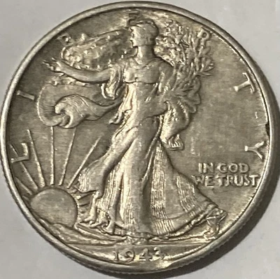 1943-S 50C Walking Liberty Half Dollar AU Small Planchet Clip - Image 1 of 4