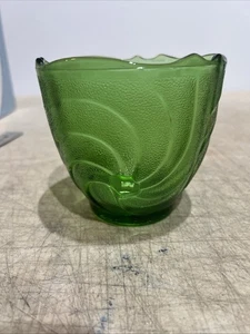 Vintage EQ Brody Co. Green Crinkle Glas Vase Schale Cleveland, Ohio USA - Bild 1 von 7