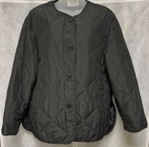 Emory Park Collarless Black Quilted Jacket Woman's Sz Small - Picture 1 of 5