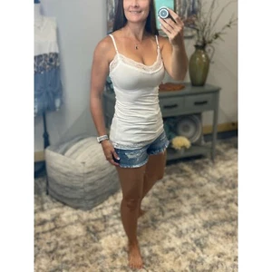 Very Sexy Slimming Low Cleavage Lace Long Layering Club Tank Cami Top White 2X - Picture 1 of 6