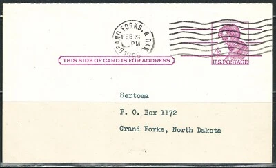 Year of 1966 US 4 Cent postal Card (Used) - Image 1 of 2