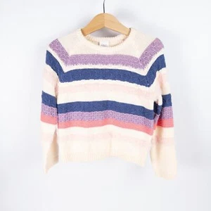 EGG New York Ellie Soft Striped Knit Sweater Cream Purple Pink Girls 4 Years - Picture 1 of 9