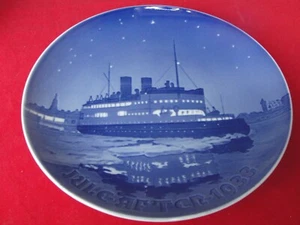1933 BING GRONDAHL COPENHAGEN PLATE FERRY KORSOR NYBORG - Picture 1 of 2