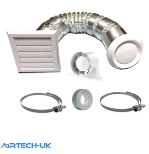 Ventilador extractor en línea de 4" con temporizador ventilación baño ducha kit completo  - Imagen 1 de 5