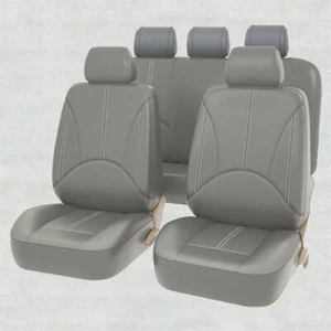 Juego completo de funda de asiento de automóvil de cuero PU para asiento delantero trasero colchón protector gris - Imagen 1 de 5