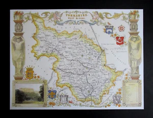 HIGH QUALITY REPRODUCTION OF AN 1830 THOMAS MOULE COUNTY MAP OF YORKSHIRE - Picture 1 of 3