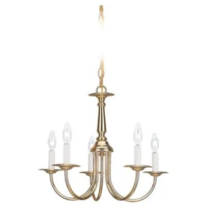 Sea Gull Traditional 5 Light 19 inch Chandelier, Polished Brass, 3916-02 - Picture 1 of 1