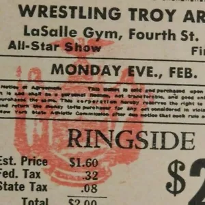 Vintage Mint Feb 4 1952 Troy, NY Arena Wrestling Ticket - Unused - Picture 1 of 3