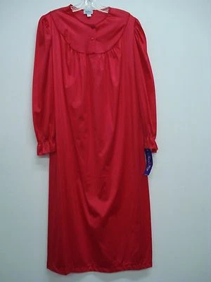 USA Made Nancy King Lingerie Soft Luster Nylon Gown Size Medium Red #635Q - Image 1 of 2