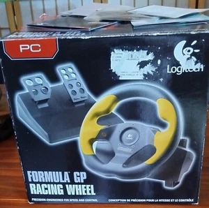 (Logitech)Wingman Formula GP Yellow Racing Steering Wheel & Pedals USB For PC F6 - Picture 1 of 3