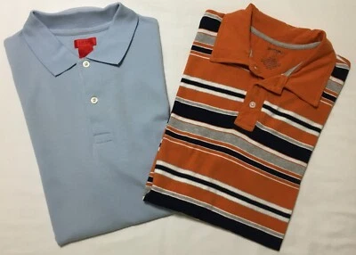 男孩衬衫 2 件装 Izod & Greendog 尺寸 L 浅蓝色和橙色条纹 全新带标签 — 第 1/4 张图片