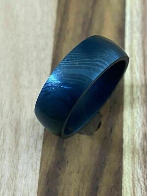 HANDMADE DAMASCUS STEEL RING MEN Wedding Band Engagement Ring Gift For His/her  - Image 1 of 4
