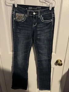 Miss Chic Denim Jeans Boot Cut Strass Retro Glitzer Y2K Designer EUC Gr. 3 - Bild 1 von 7