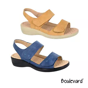 Boulevard Ladies Padded Sandals Comfort Shoes Touch Fastening Summer Womens - Picture 1 of 10