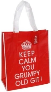 KEEP CALM YOU GRUMPY OLD GIT SHOPPING BAG TOTE SHOPPER DRINKS HOLDER REUSABLE - Picture 1 of 1