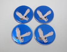 Lowrider hydraulics eagle logo sticker blue for wire wheel rim cap center, 4pcs 