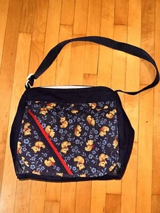 Vintage Diaper Bag Navy Blue Teddy Bear Red Striped Insulated Bag 80’s 90’s - Picture 1 of 7