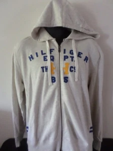 TOMMY HILFIGER - Hooded Zippered Jacket w/Logo Writing - LT. GREY - Men LARGE - Picture 1 of 6