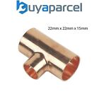  1-25 Pack End Feed Branched Center Reduced Tee 22x22x15 Copper Plumbing Fitting