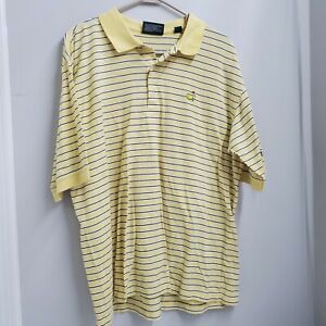 Masters Collection Golf Polo Shirt Mens Large Yellow Striped Cotton