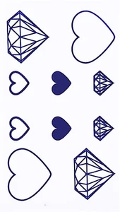 Flash de una sola vez tatuaje temporal diamante corazón fiesta regalo playa vacaciones - Imagen 1 de 1