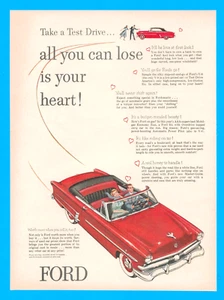 1953 Ford convertible print ad test drive automobile car ephemera junk journal - Picture 1 of 3