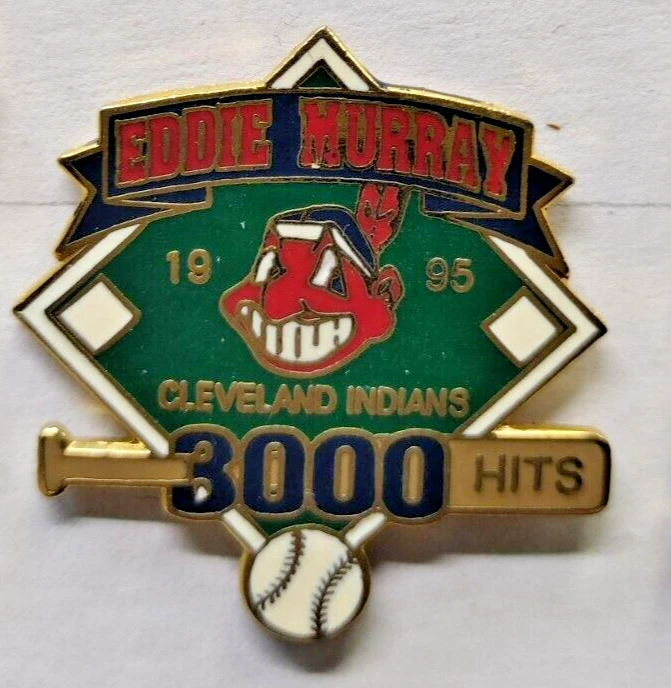 Chief Wahoo 1995 EDDIE MURRAY 3000 Hits Hat Lapel Pin Clevland Indians HOF - Image 1 of 1