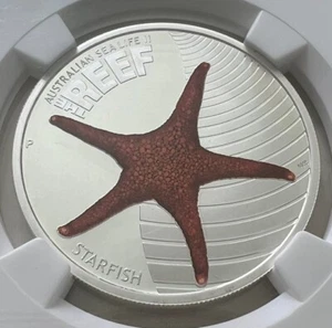 2011-P Australia 50C Silver Starfish Colorized 1/2 oz NGC PF-69 Ultra Cameo - Picture 1 of 4