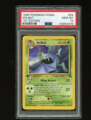 1999 Pokemon Fossil 1st Edition Golbat #34  PSA 10 GEM MINT - Image 1 of 2