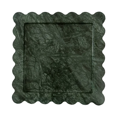 Scalloped Decorative Green Marble Tray, Beautiful Serving Marble Jewellery Tray - Image 1 of 3