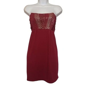 NEU NASS SEAL Nieten Perlen Burgund rot lila trägerlos Tunika Top X-Large - Bild 1 von 7