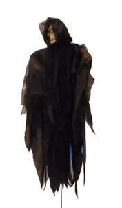 Spooky Grim Reaper Door Hanging - Flowing Cape - Hooded - Poseable Arms 33" long - Picture 1 of 3