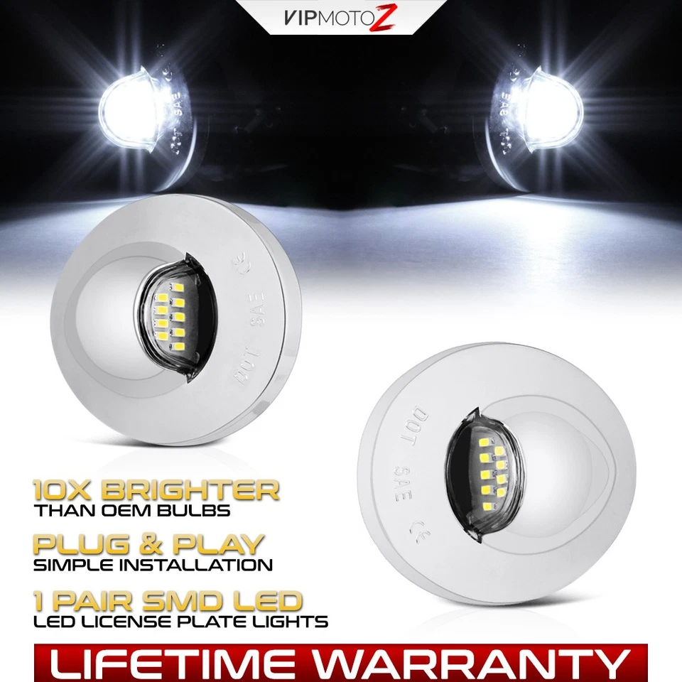 [BRIGHT LED] Chrome License Plate Lights Lamps Housing 1980-2014 Ford F150 F-150 Foto 1 de 4