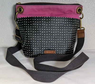 Bolso Bandolera de Hombro Para Mujer Fossil Rosa y Negro Lunares PVC Lona Cremallera Superior Foto 1 de 4