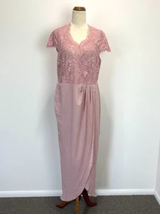 NEW St Frock Womens Dress Blush Pink Lace Overlay Side Pleated Midi Event 16 XL - Bild 1 von 13