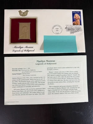 Marilyn Monroe Legends of Hollywood 22k Gold & First Day of Issue US Stamps - Image 1 of 4