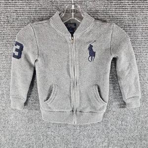 Polo Ralph Lauren Knit Gray Sweater Cardigan Big Pony #3 Boys Size 5 - Picture 1 of 6