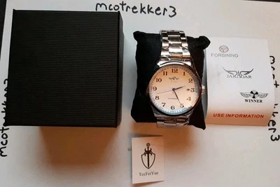 USA SELLER NEW Winner Self Winding Automatic Stainless Steel Wrist Watch - Image 1 of 4