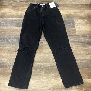 Abercrombie & Fitch Women Jeans 29/8r Black Denim 90s Straight Ultra Hi Rise NWT - Picture 1 of 11