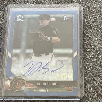 Cadyn Grenier 2018 Bowman Chrome blue wave refractor RC Auto #CDA-CG 78/150 - Image 1 of 2