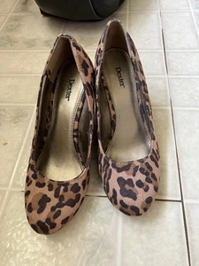Dexter Women’s Exotic Kylie Cheetah Print Faux Suede Wedge Heel Shoe Size 8 EUC - Picture 1 of 5
