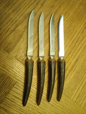 Juego de 4 cuchillos para carne Forgecraft EE. UU. de acero inoxidable imitación astas de colección Foto 1 de 4