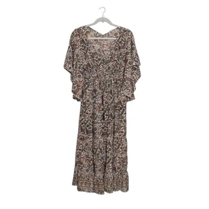Anthropologie Boemo Floral Paisley Kaftan Maxikleid Damen X-Large hellbraun gelb - Bild 1 von 6