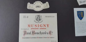 etiquette originale 1981 Musigny Paul Bouchard & Fils .... Wein Etikett - Bild 1 von 1