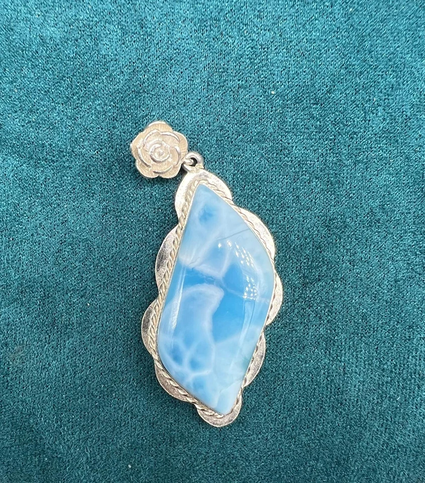 Ciondolo Larimar Dominicano Argento Sterling 925 - Immagine 1 di 1